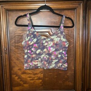 Lululemon Pink and Yellow Fitted Crop Tank Top